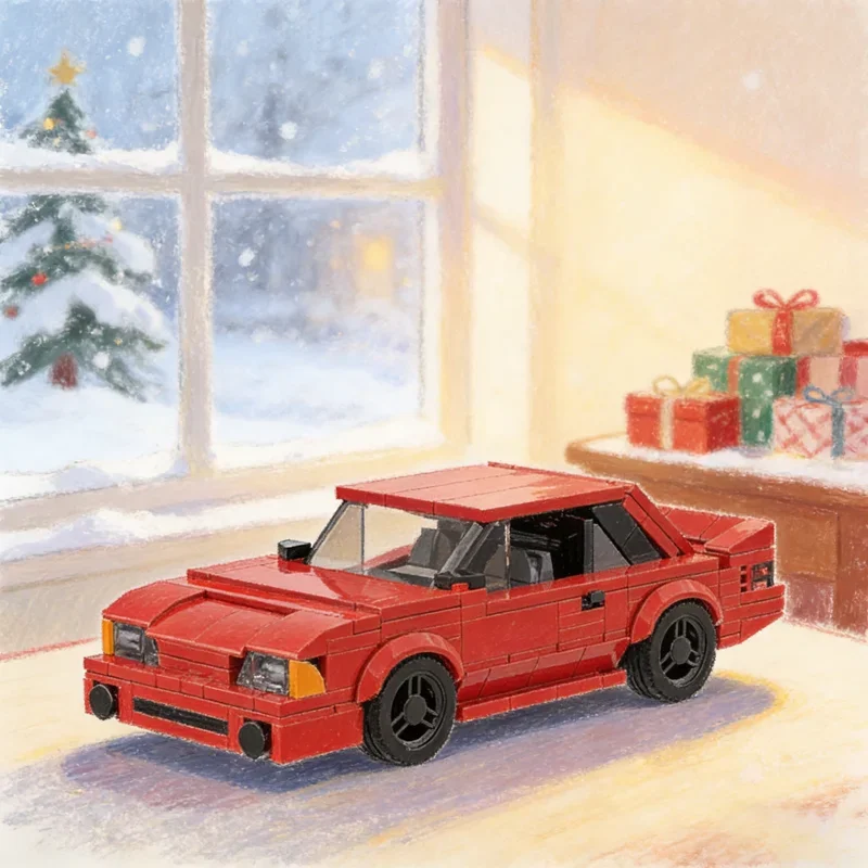 Фото 438 деталей MOC Ford Mustang Foxbody Cobra City Champions, модель-конструктор, архитектурный набор, подарок на фестиваль, игрушки-кирпичики №1