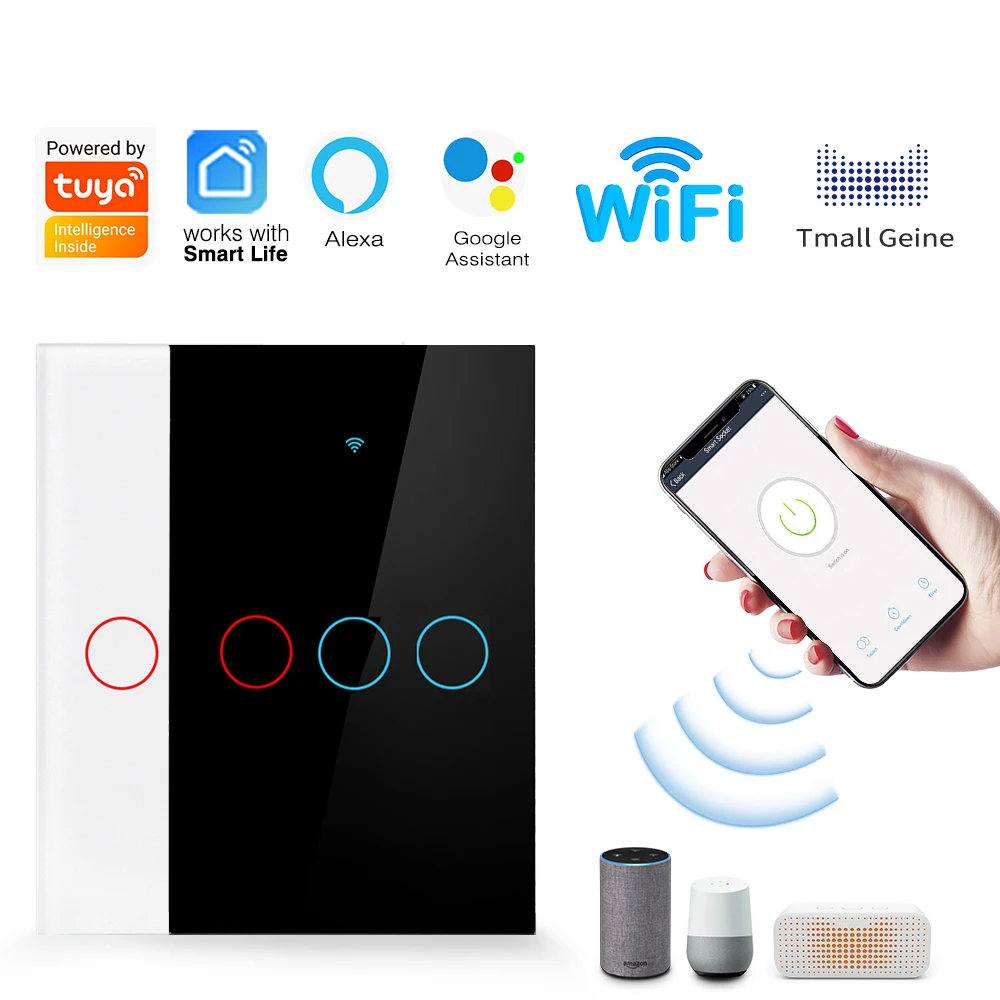 

Умный настенный сенсорный выключатель SIXWGH Tuya с приложением Google Home Alexa Smart Life