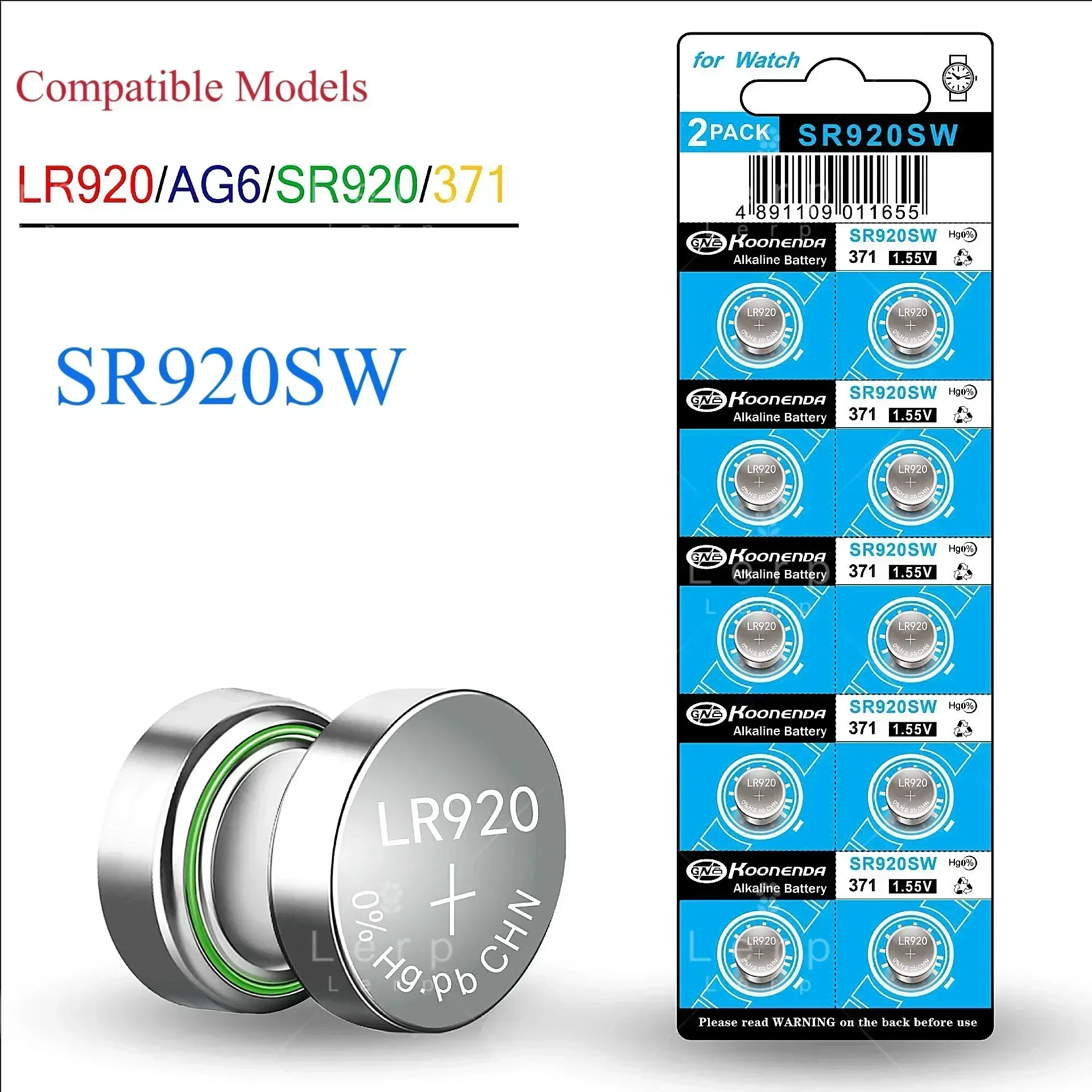Кнопочная батарея AG6 SR920SW LR920 371 для часов