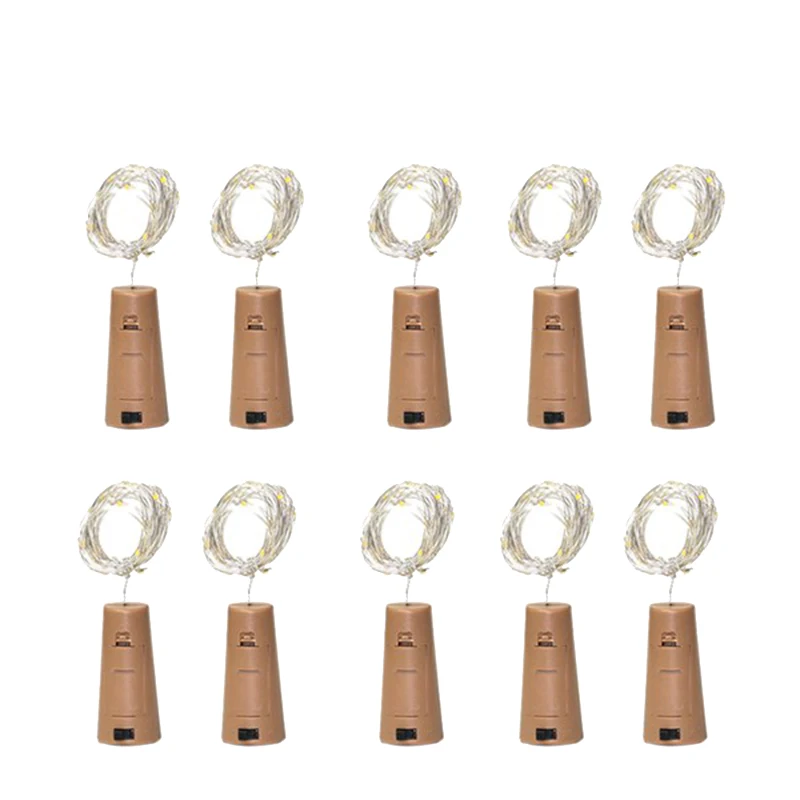 

New 10 Packs Including Battery Led Wine Bottle Stopper Copper Wire Light String 2M 20LED Atmosphere Decorative Light