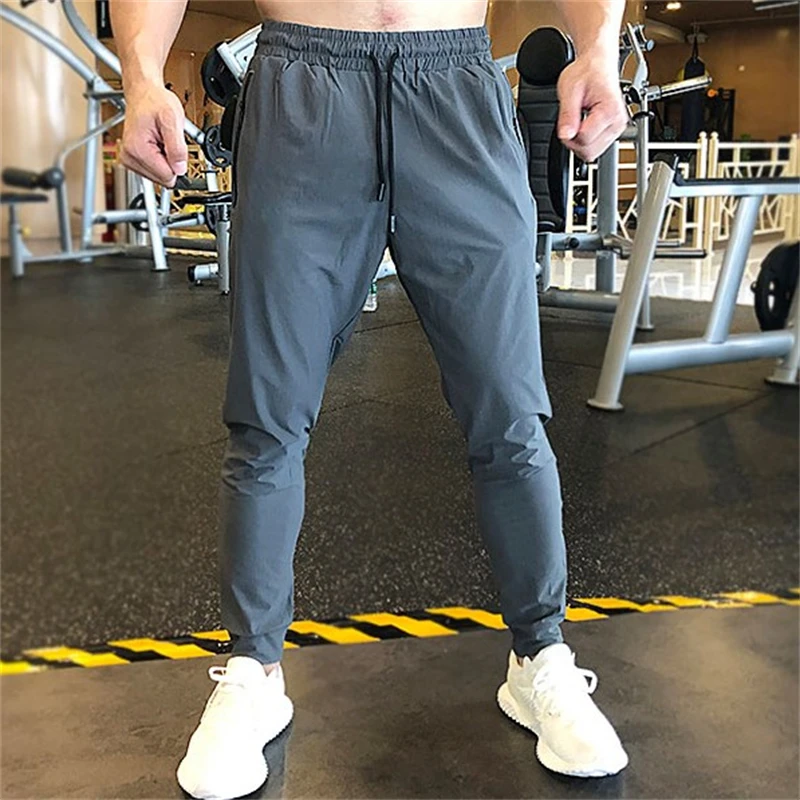 Men's Quick Dry Outdoor Training Sweatpants Bodybuilding Fitness Letter Print Drawstring Casual Trousers Male Running Sportpants