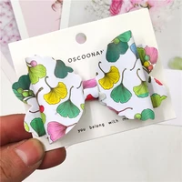 1 piece scrunchy ginkgo leaf bow tie barrette hairpins clip ornaments baby girl summer hair accessories for women clothing set