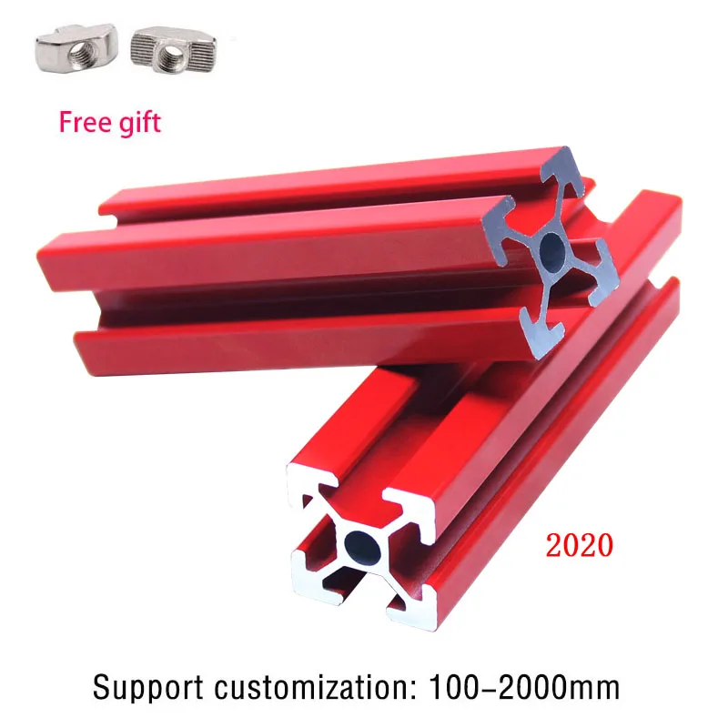 

2pcs 2020 Aluminum Profile 2020 Red Extrusion European Standard Linear Rail Aluminum Profile 2020 CNC 3D DIY Printer Parts