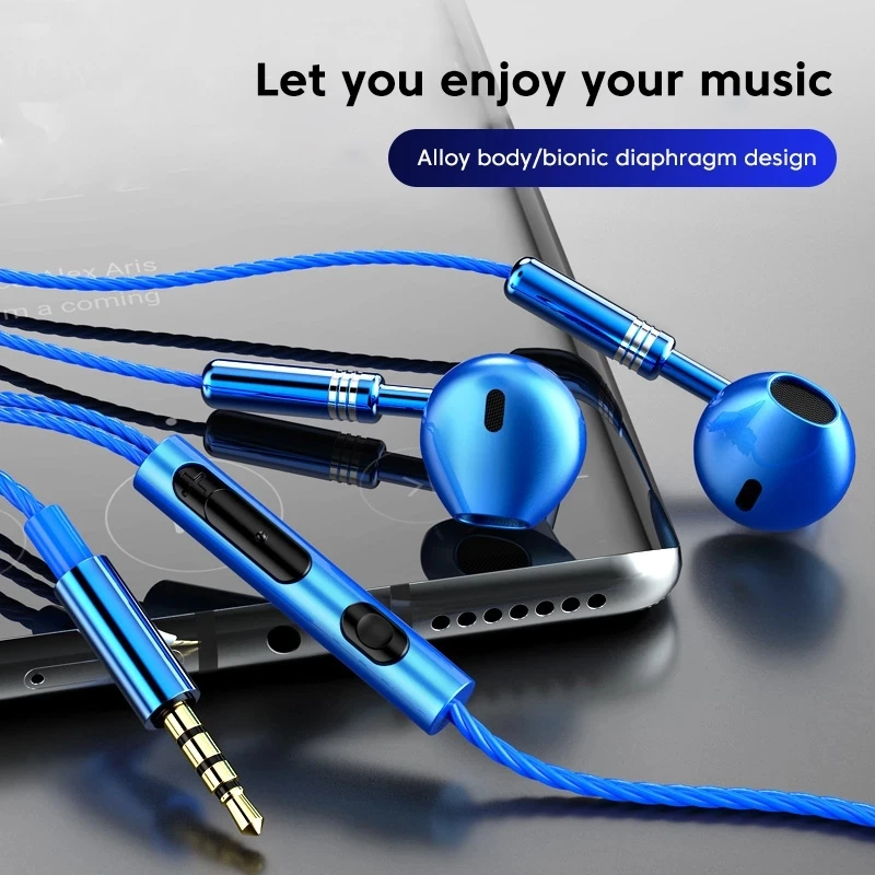 

3.5mm Headphone Headset 9D Stereo Earphones Mic In-ear Wired Headphones Bass Wire Earphon Earbud Phone Headset With Microphone