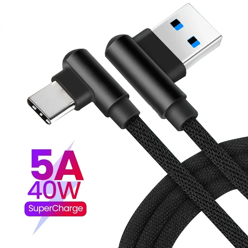 

Fast Charge 5A usb Type C Cable For Huawei Mate40 30 P60 40Pro 5G L head Type-C Cable For mi Poco X3 redmi K60 50 pro Fast cable