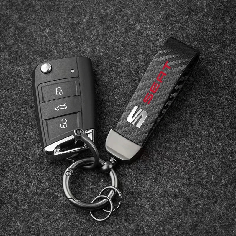 Keychain Carbon Fiber Car Zinc Alloy Keyrings Luxury for Seat Leon 5f Ibiza 6l 6j Leon 1p Cushion Altea Xl Car Accessories
