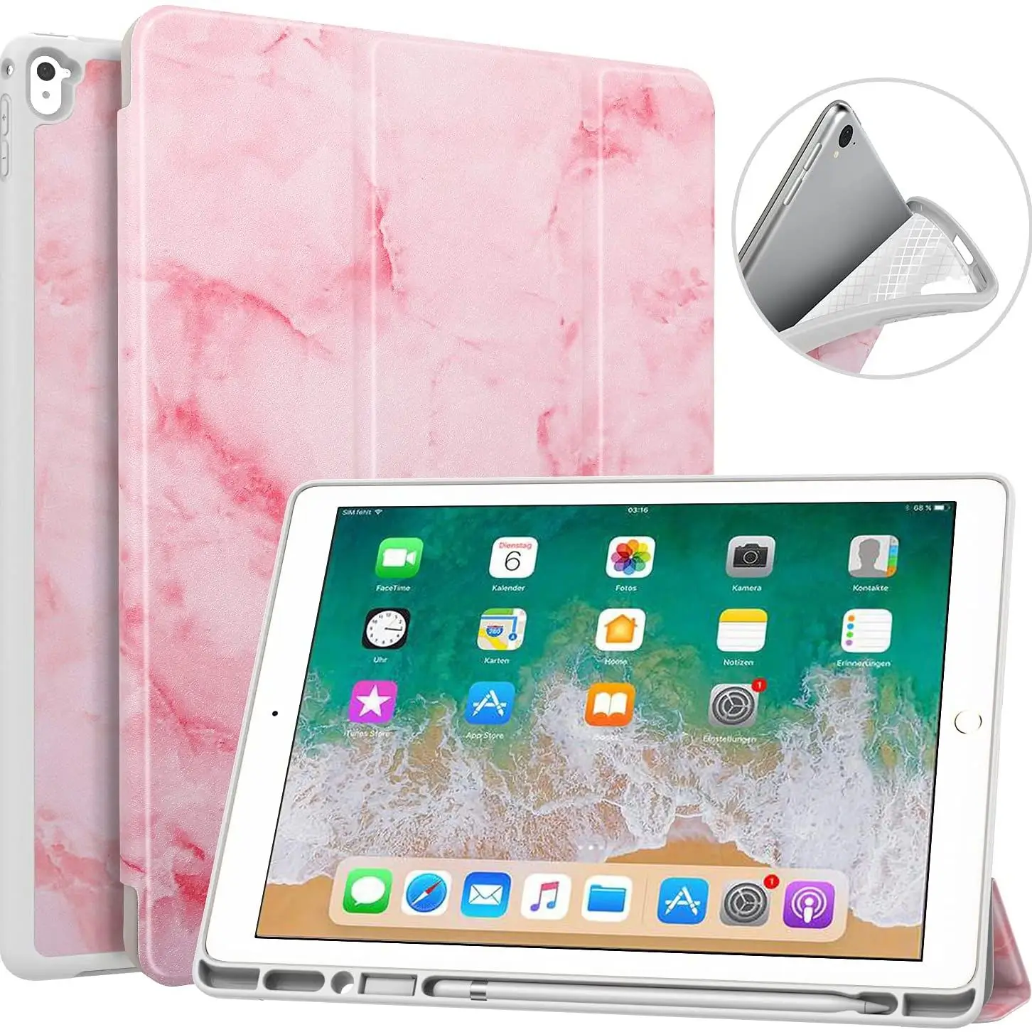 

Case For Ipad Pro 12.9 2017 Case for Ipad Pro 12.9 2015 Slim Lightweight Smart Shell Stand Cover Case with Apple Pencil Holder