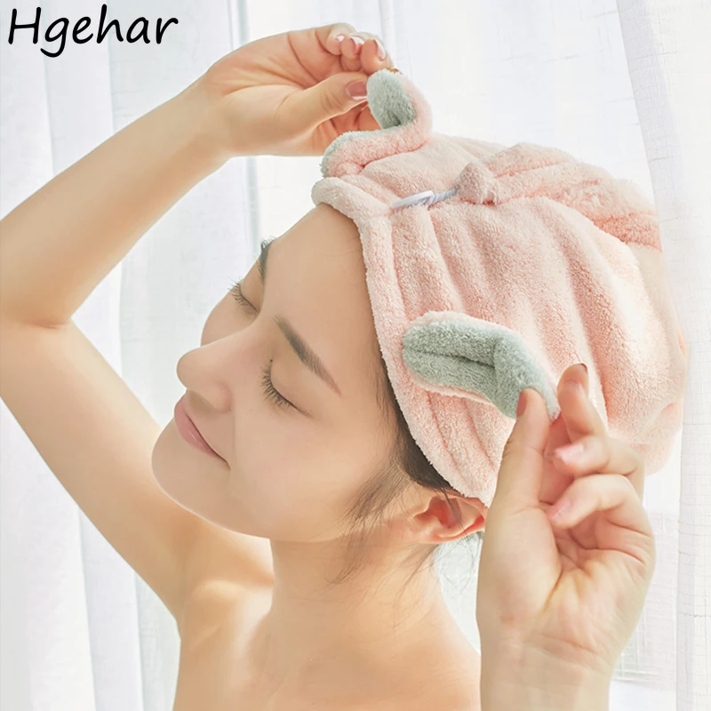 

Women Hair Quick Drying Towel Cap Cartoon Rabbit Super Absorbent Soft Hat Shower Turban Wrap Magic Microfiber Bathroom 25x65cm