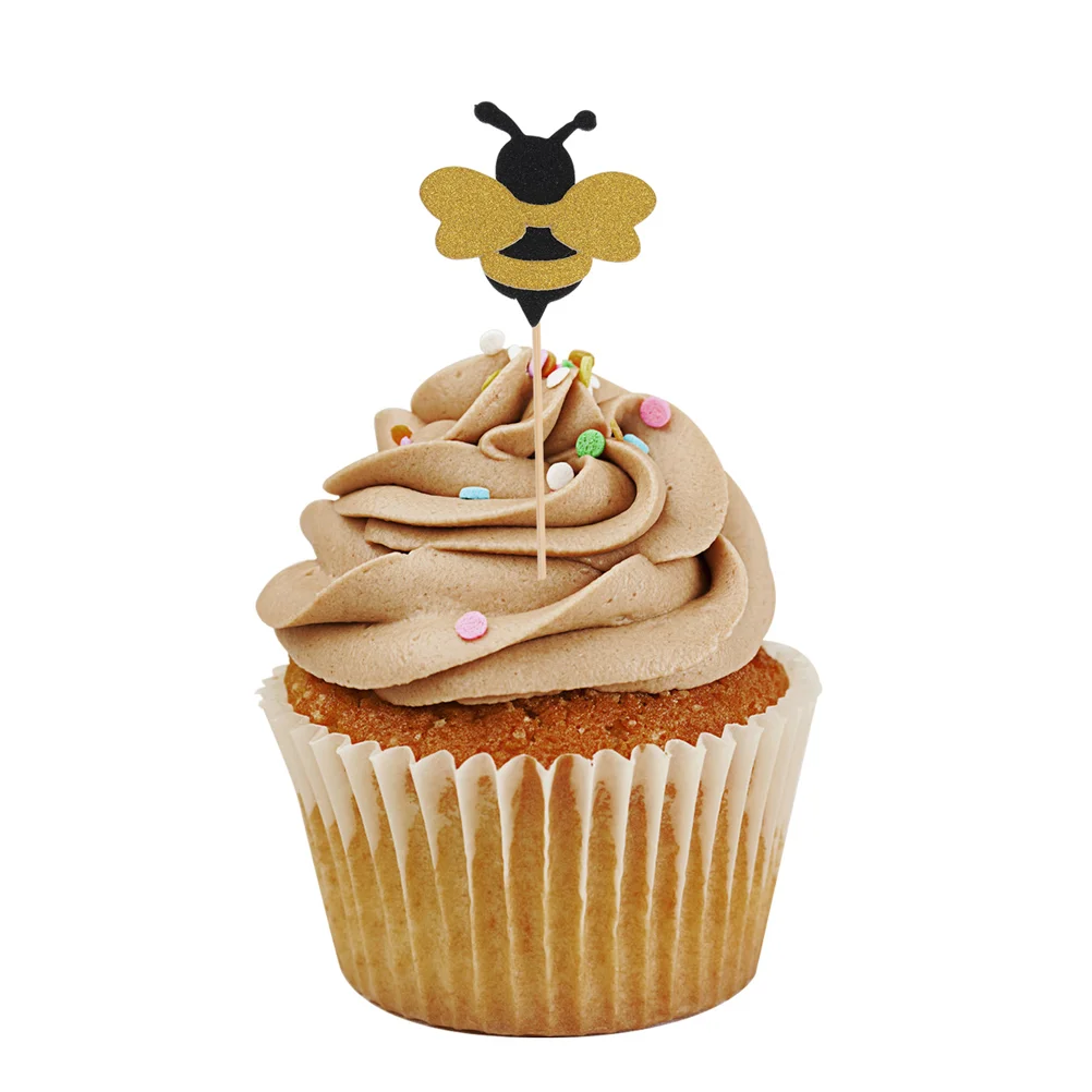 

36 Pcs Bee Cake Picks Party Cupcake Decor Dessert Topper Happy Birthday Decorations Ingredients