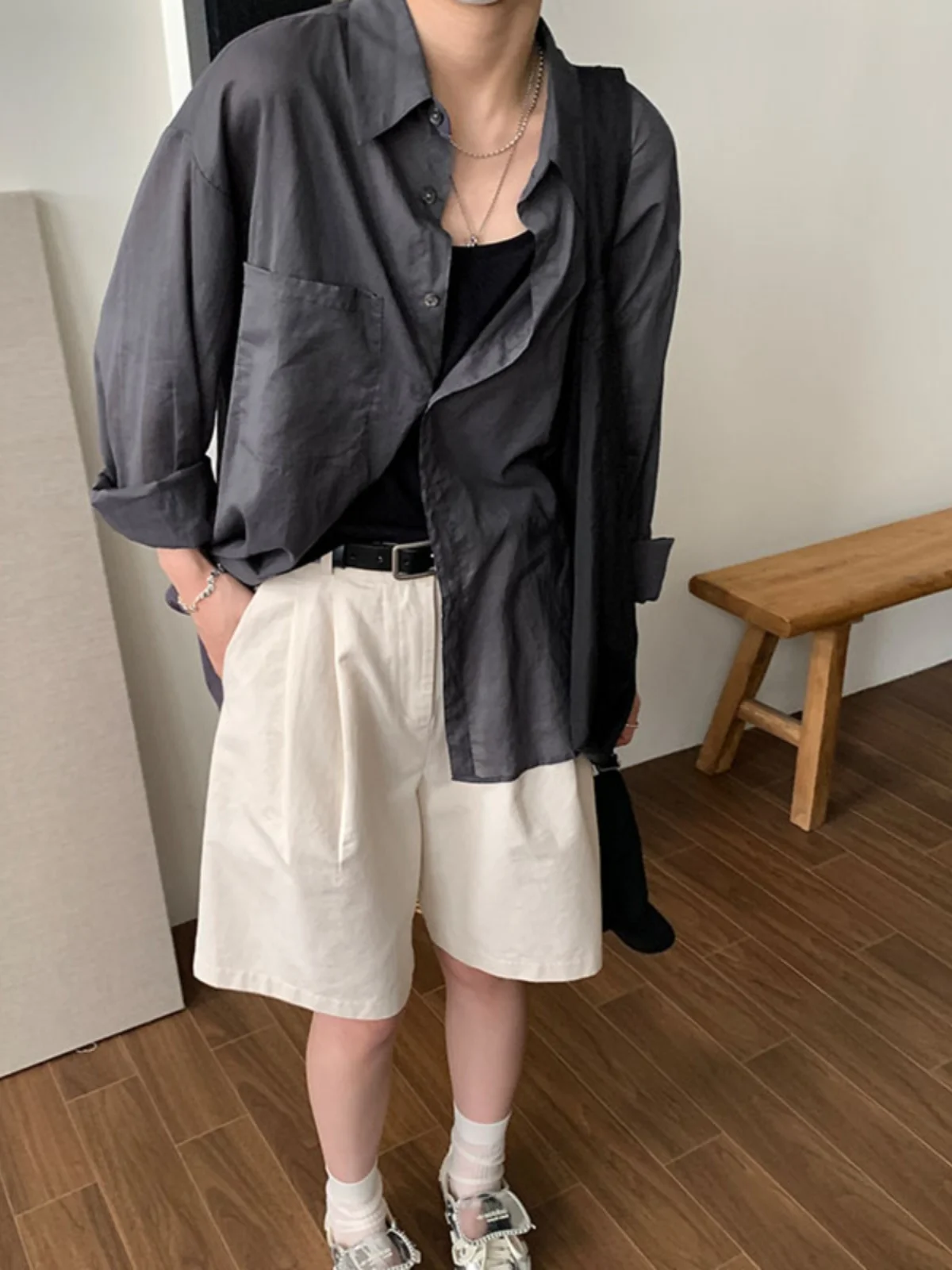 Корейская серия Темно-серые солнцезащитные рубашки Женская летняя рубашка 2024