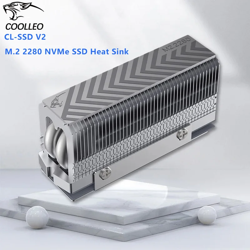 COOLLEO M.2 2280 NVMe SSD теплоотвод 2 тепловых трубы охладитель с 14 8 Вт/мК термоподушкой