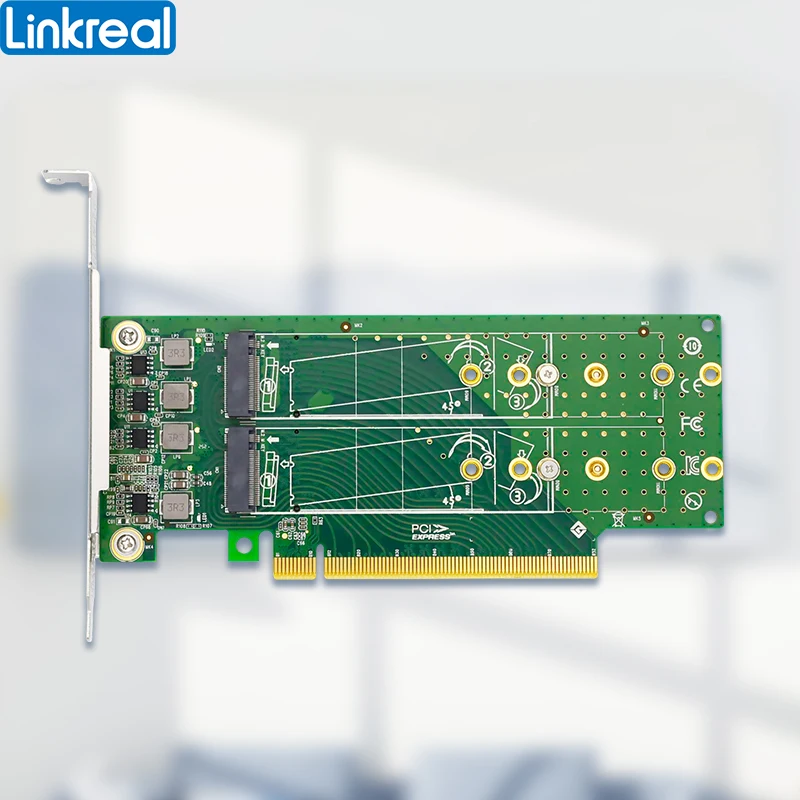 Адаптер Linkreal PCIe x16 на 4-портовый твердотельный накопитель M.2 NVMe —