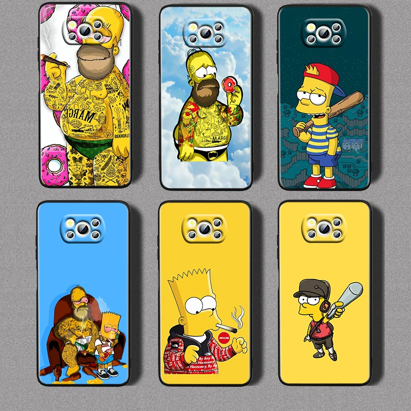 

Bad Boy Simpson For Xiaomi Civi Mi Poco X3 NFC F3 GT M4 M3 M2 X2 F2 Pro C3 F1 Silicone Shell Capa Black Phone Case