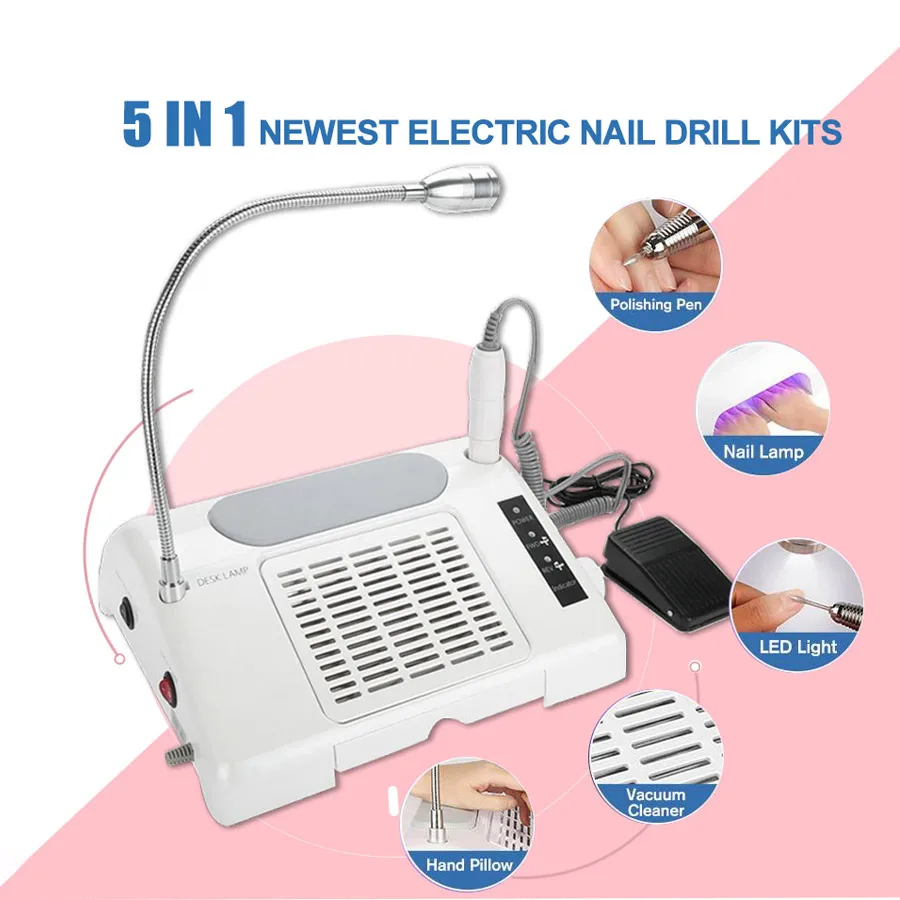 5 In 1 Professional Electric Nail Vacuum Cleaner Nail Light Nail Drill Machine Nail Lamp Powerful Nail Art Manicure Salon Tools enlarge