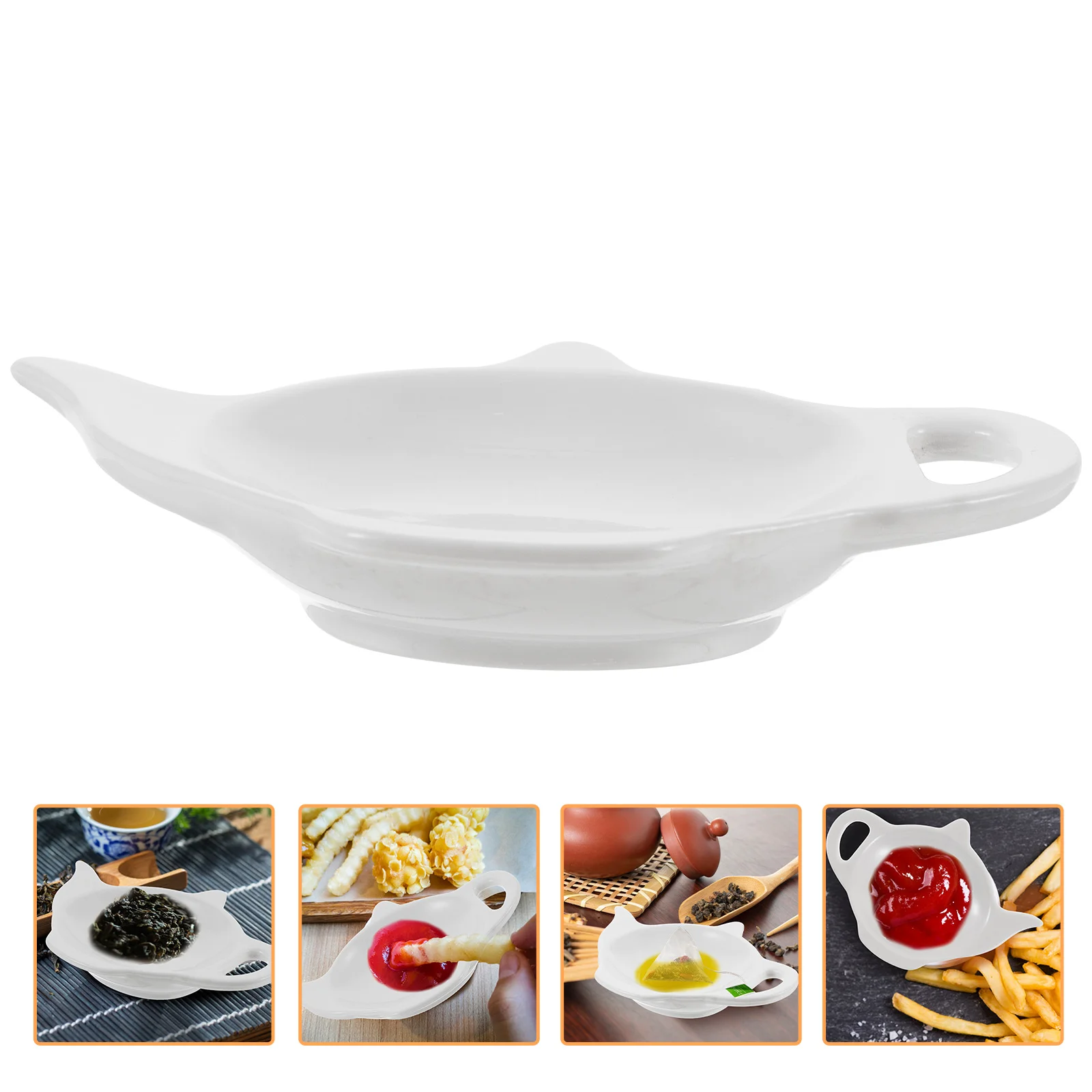 

Ceramic Tea Bag Saucer White Serving Tray Soy Dipping Dish Appetizer Dish Pickles Teaspoon Rest Ceramics Vinegar Dish