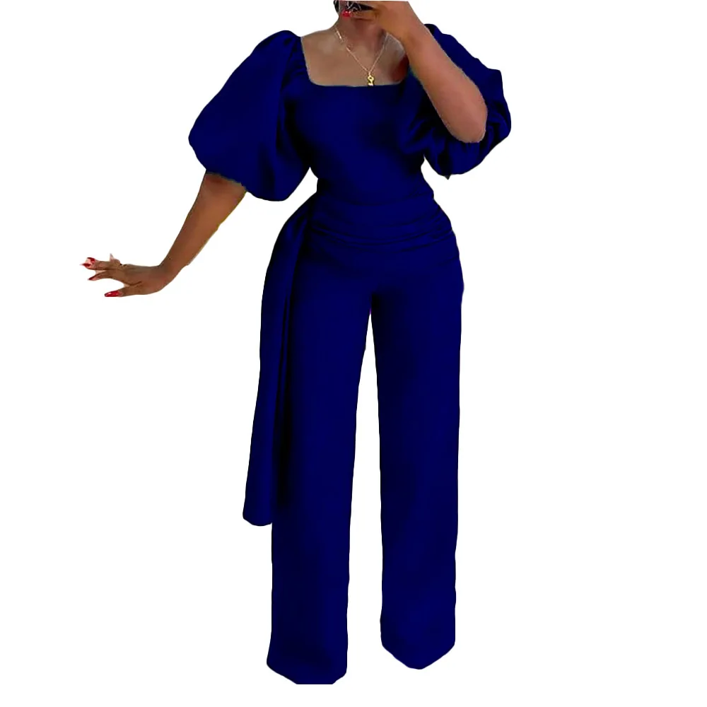 2023 Green Women's Jumpsuit Fashion High Waist Square Collar Lantern Sleeves Female Elegant Party Office Ladies Playsuits
