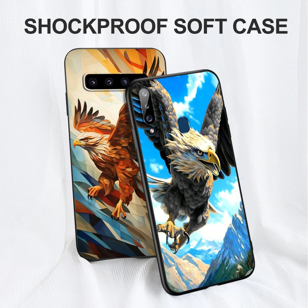 Черный чехол из ТПУ для Samsung Galaxy A6 A8 A9 2018 plus Soaring Eagle
