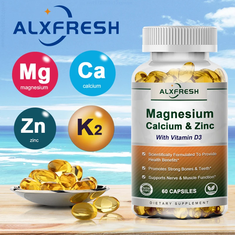 

3X Calcium Magnesium Zinc Capsule Vitamin D3 for Strong Bones Teeth Heart Nerve Increase Immune System Function Supplement