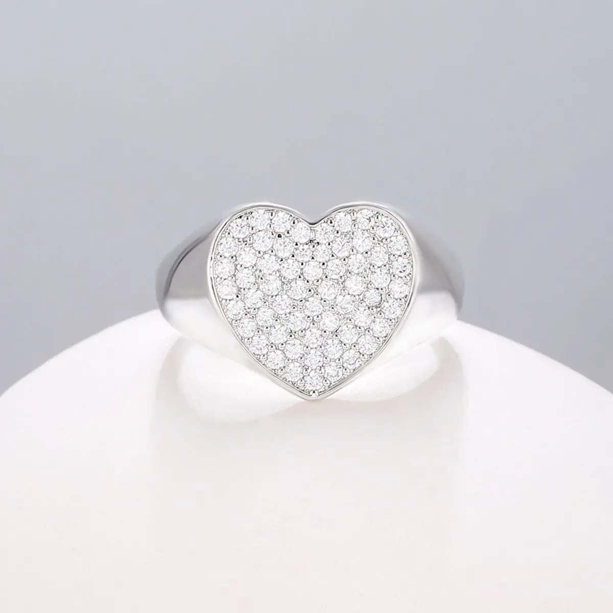 Simple Crystal Big Heart Rings for Women Finger Loop Rhinestone Wedding Engagement Female New Luxurious Couple Jewelry Girl Gift images - 6