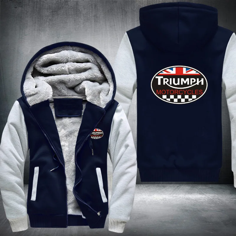 

Printing Winter Large Size Casual Zipper Men Warm Jackets for Triumph Motorcycle Car Logo Korean Fashion Style Thick Clothing