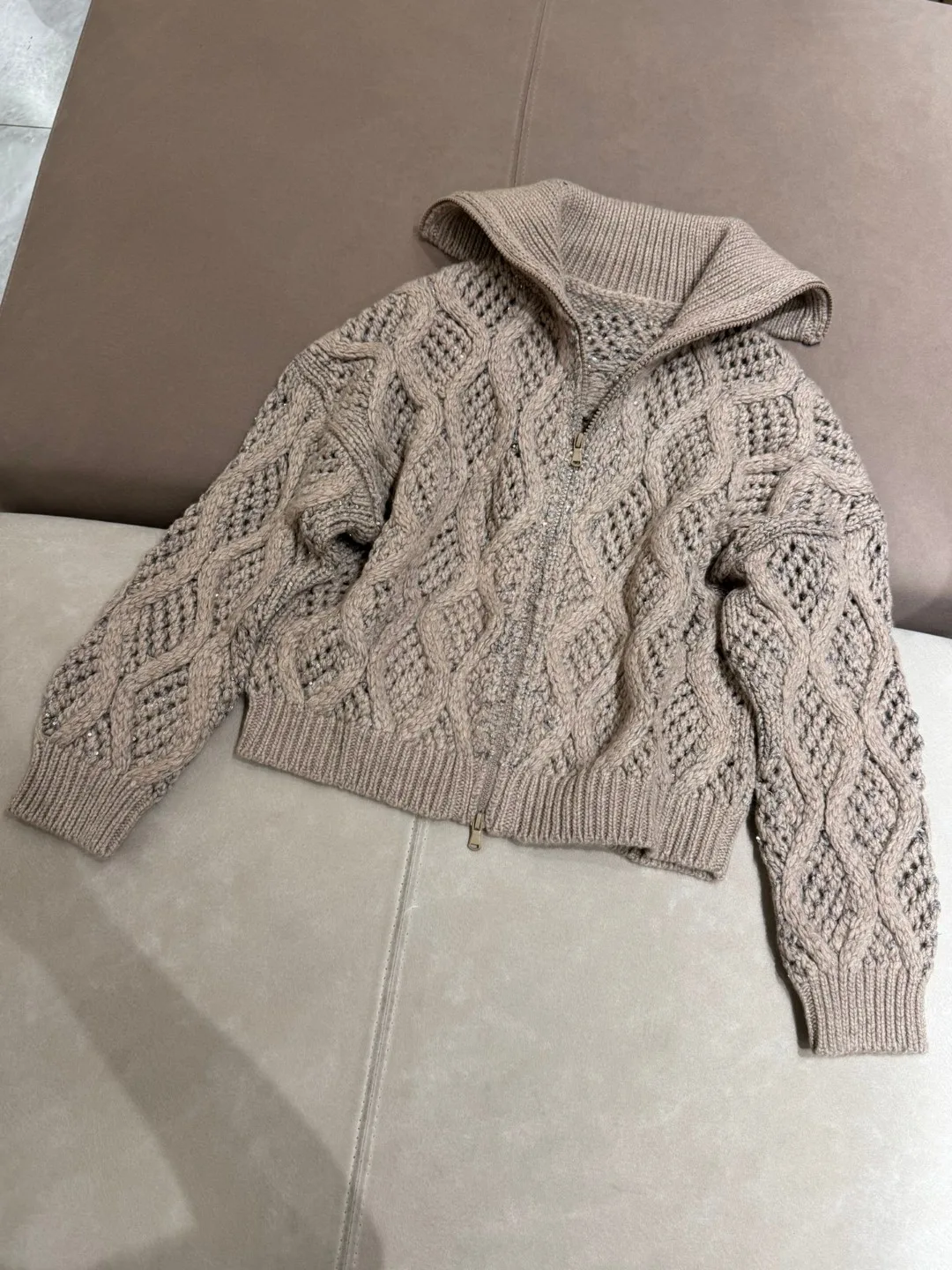 Осенний женский вязаный кардиган из 100% кашемира с длинными рукавами свободный