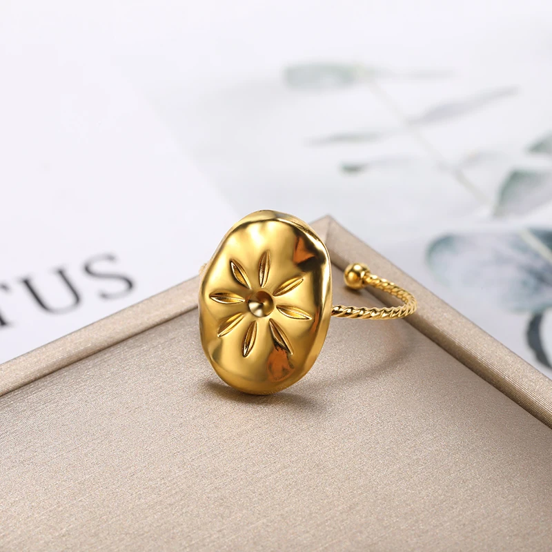 

Vintage Daisy Flower Rings For Women Korean Style Adjustable Opening Finger Ring Bride Wedding Engagement Statement Jewelry Gift
