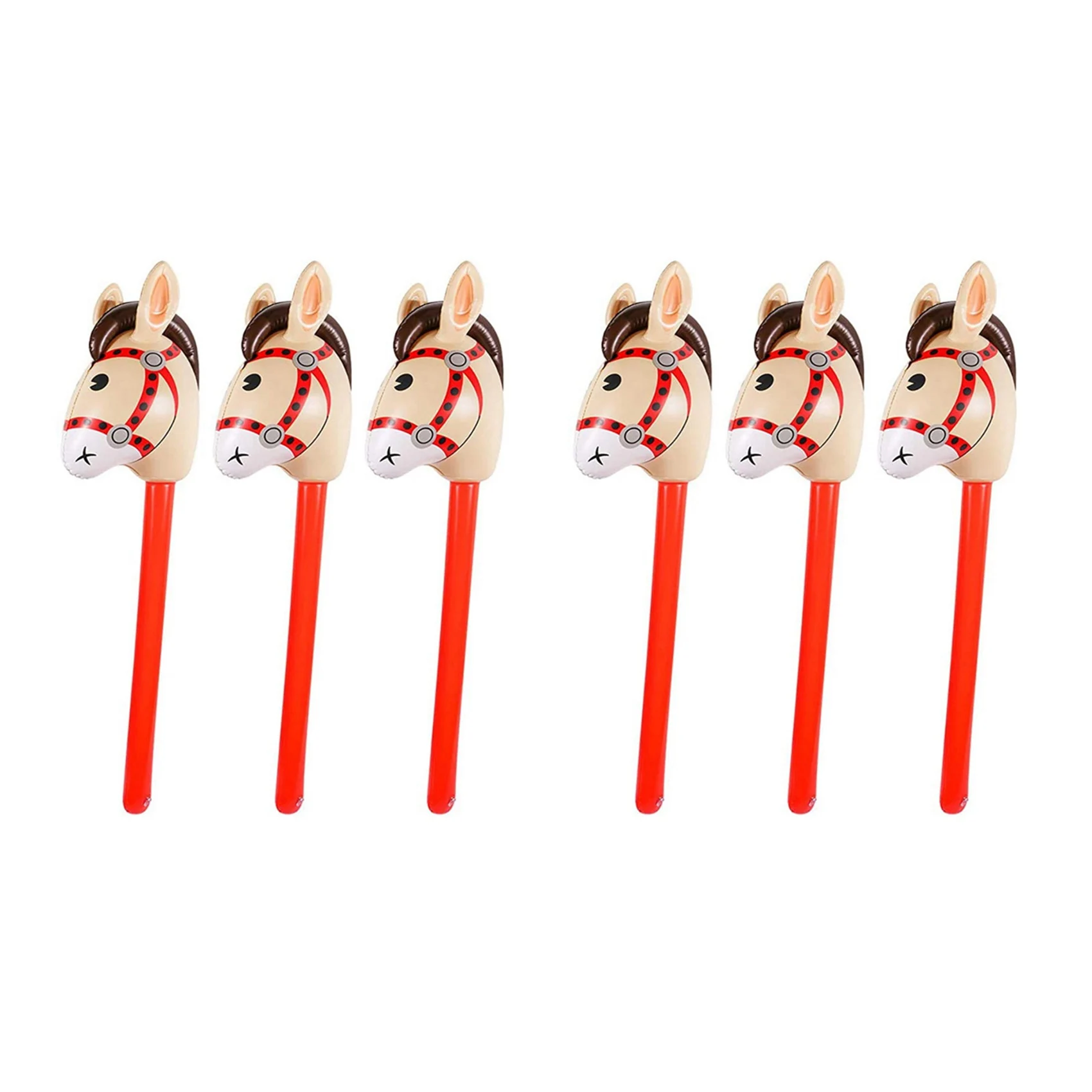

6 PCS Inflatable Horse Heads Cowgirl Stick PVC Balloon Outdoor Educational Toys For Children Babies Birthday Gifts