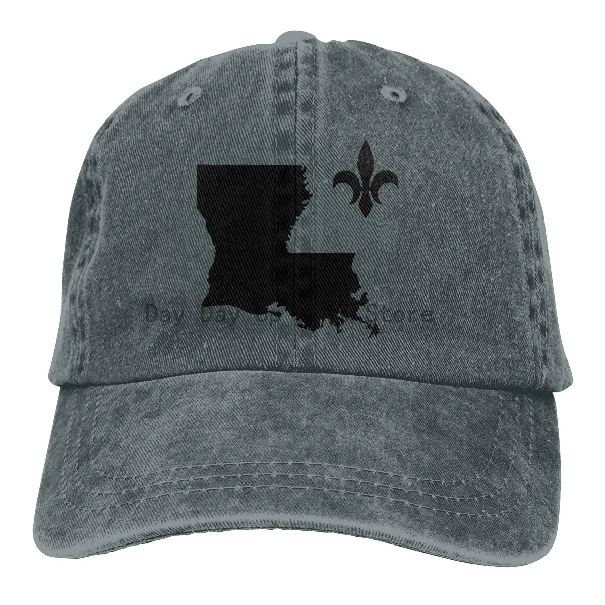 

Louisiana Map with Fleur De Lis Symbol Trucker's Cap Baseball Cap Denim Dad Hat