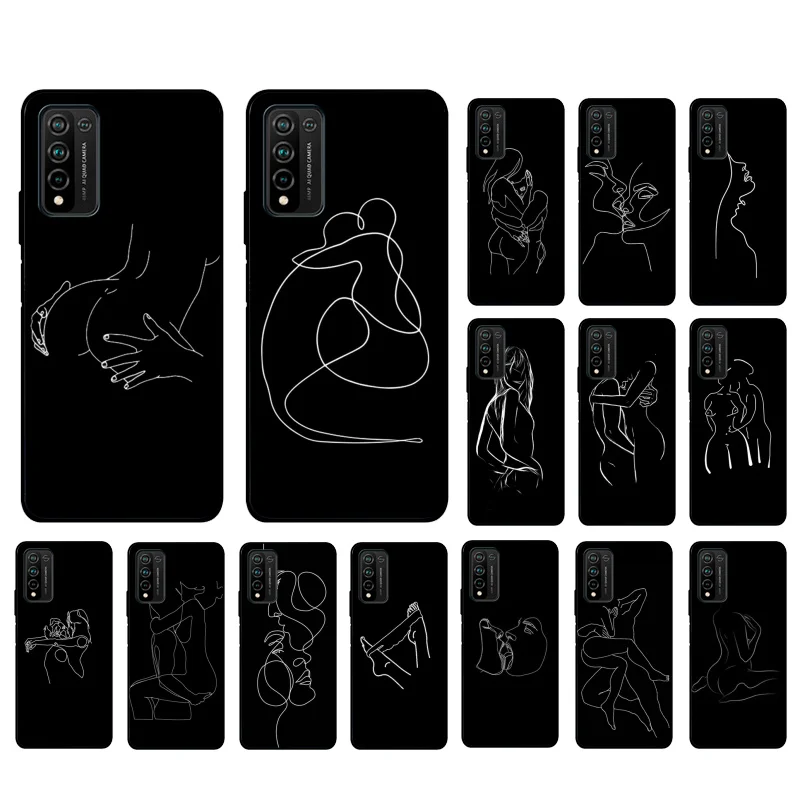 

Love Line Art Drawing Phone Case For Huawei Honor 50 30 Pro 10X Lite 20 7A 7C 8X 9X Pro 9A 8A 8S 9S 10i 20S 20lite
