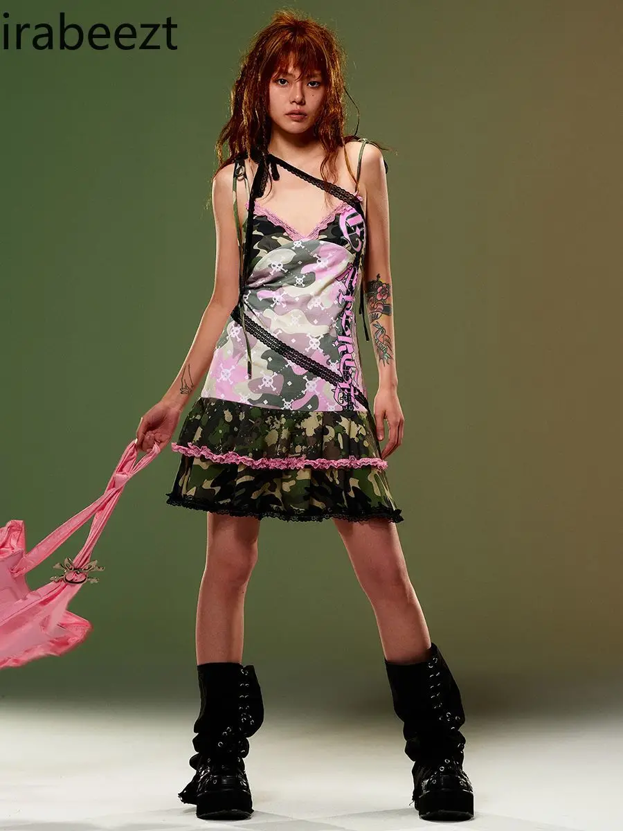 Новый милый кружевной камуфляжный комбинезон в стиле хип-хоп облегающее