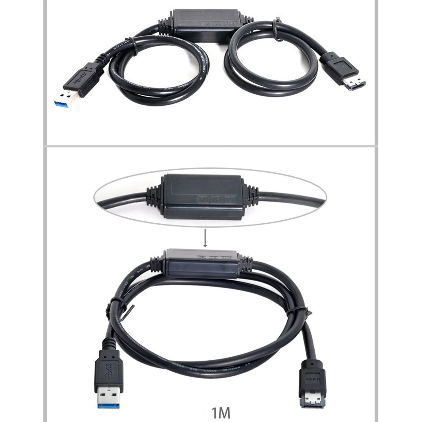 Фото Адаптер питания ESATA 5 в постоянного тока на USB 3,0, кабель преобразователя питания USB в HDD/SSD/ODD ESATA, 1 м №5
