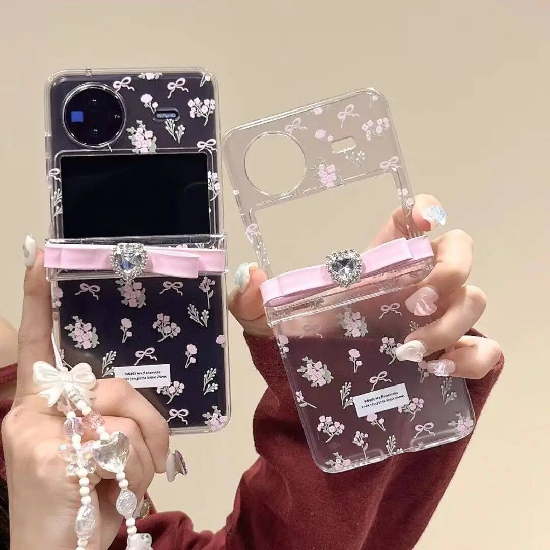 Милый прозрачный чехол для телефона из поликарбоната с цветочным браслетом Для