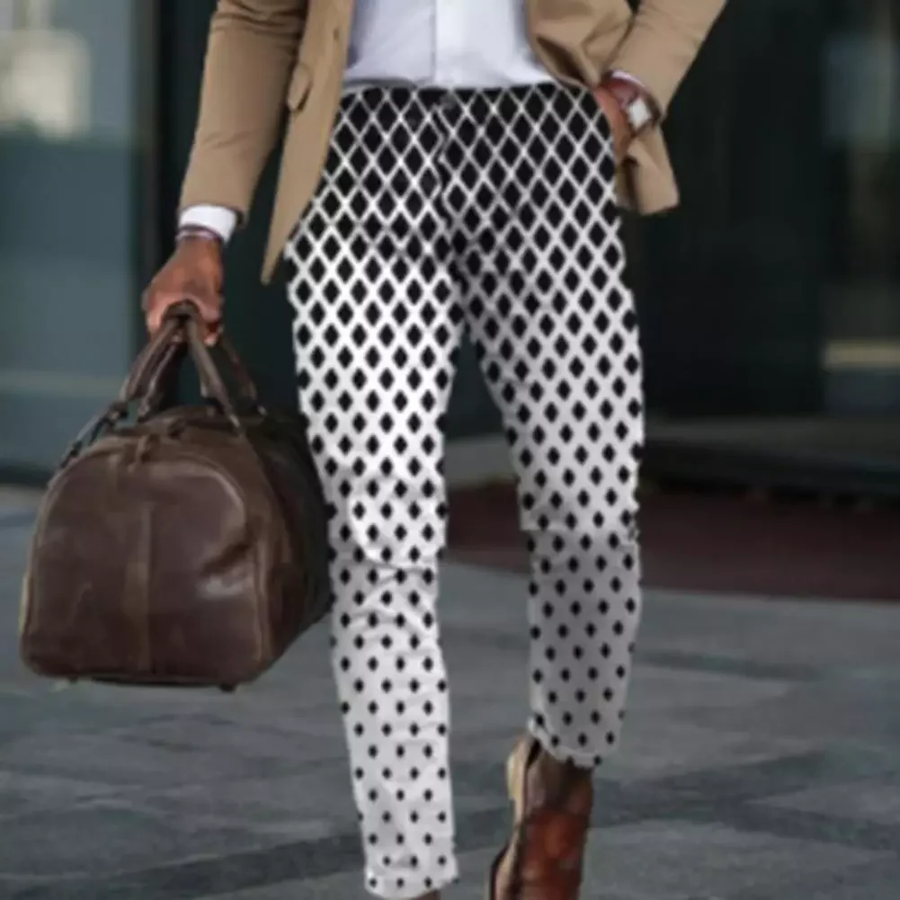 

NEW IN New Men's Clothing Pants Handsome Colorfast Contrast Colors Plaid Mid Waist Slim Fit Wear-resistant Spring Pants for