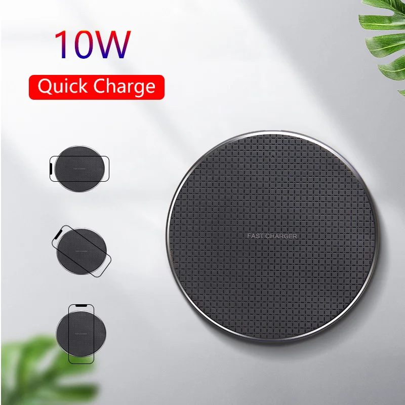 

10w Fast Wireless Charger Qi Quick Usb Charging Pad Mobile Phone Accessories For Iphone 8 Plus 11 13 Mini 12 Pro Max Chargers