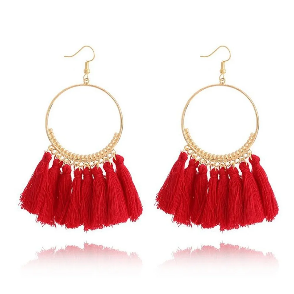 Новинка серьги с кисточками для вечеринок винтажные большие круглые висячие в