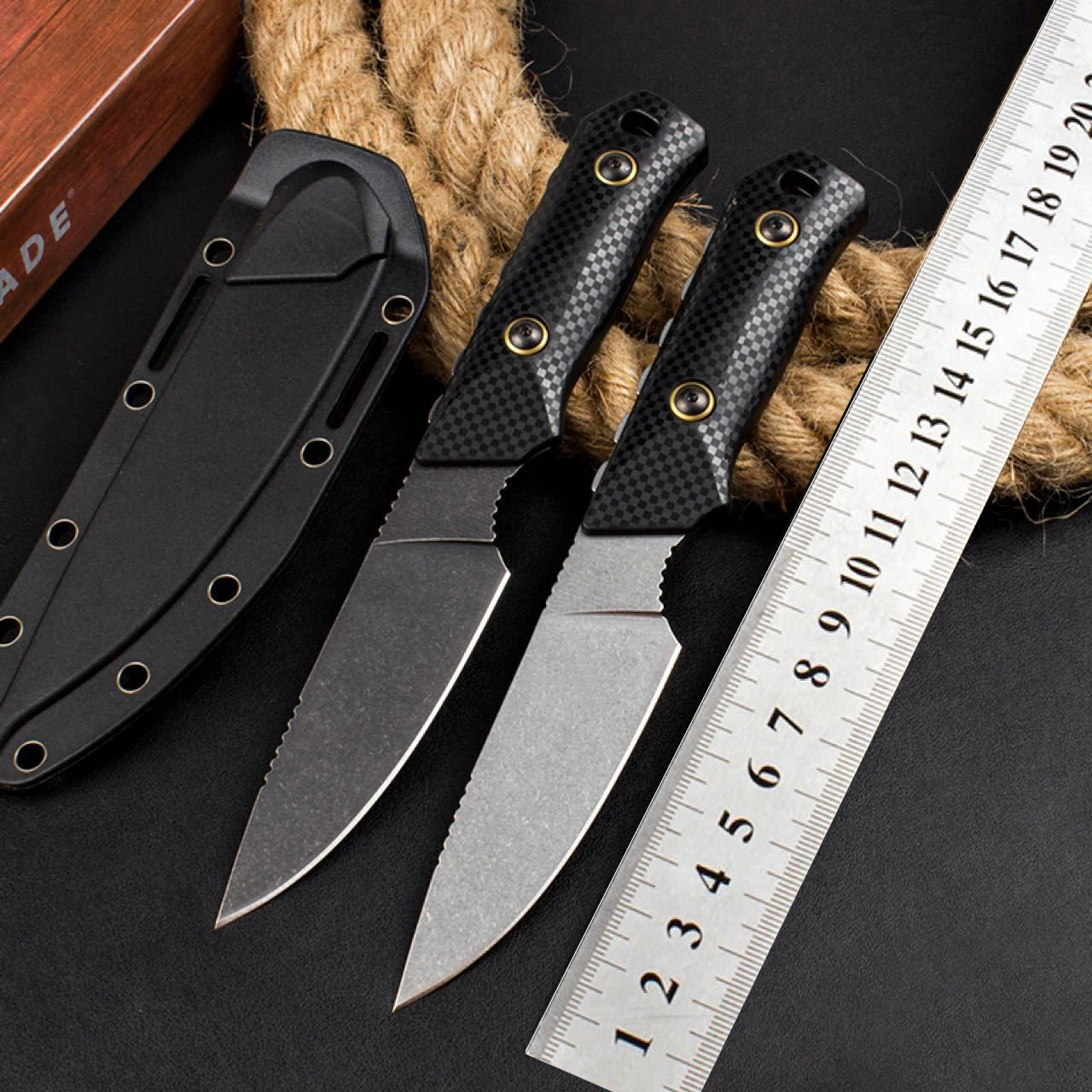 

BM 15600 Survival Knife Outdoor Fixed Stone Wash D2 Blades With Santoprene Sheath Hunting Tactical Self Defense Gear Tools