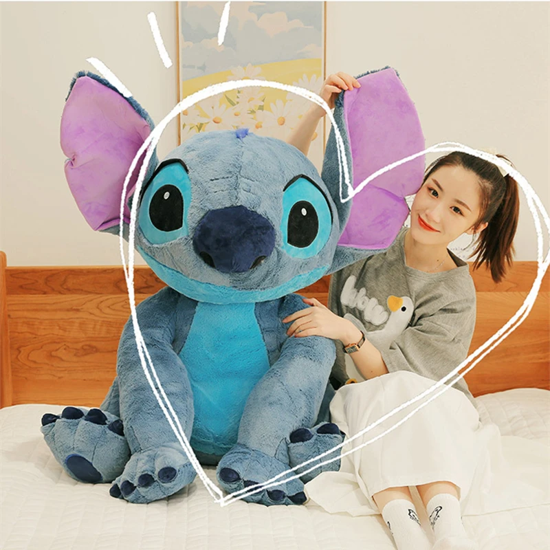 

Blue Large Size Disney Lilo & Stitch Plush Stuffed Toys Cartoon Kawaii Animal Cushion Pillow Doll Couple Children Christmas Gift