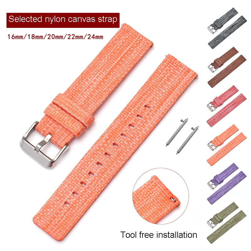 

Selected canvas watch belt substitute King DW nylon canvas Casio OMEGA Huawei GT2 watch belt for men and women 18 22 24mm