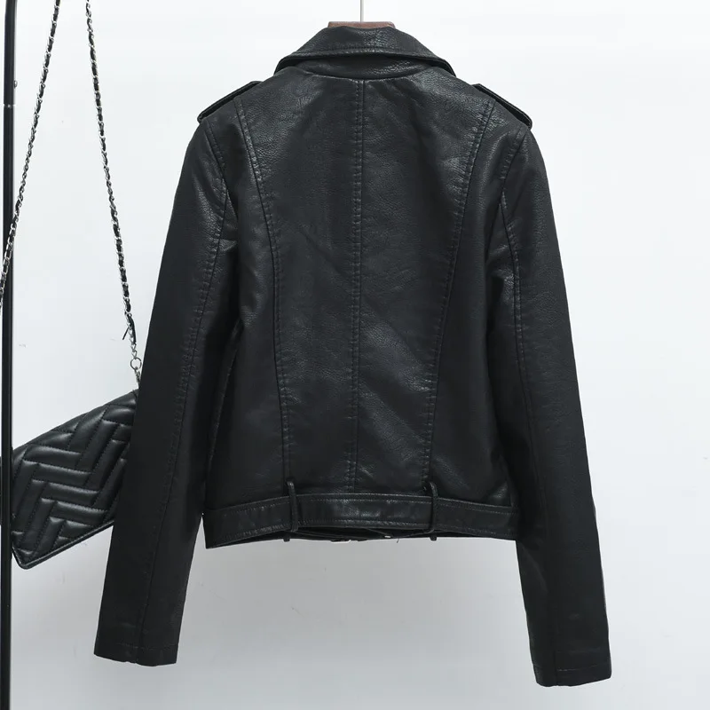 Women's leather jacket 2023 spring and autumn new short motorcycle suit small leather coat women's