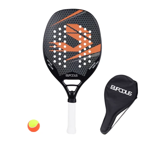Высококачественная ракетка для пляжного тенниса из углеродного и стекловолокна с грубой поверхностью и защитным чехлом для ракетки