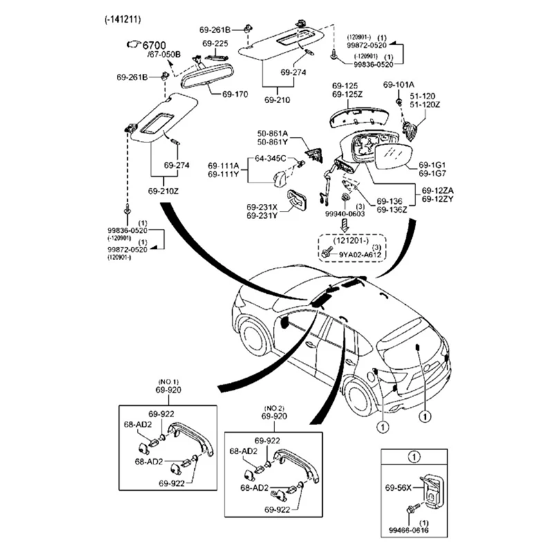 Левый передний солнцезащитный козырек задние зеркальные фотообои для Mazda