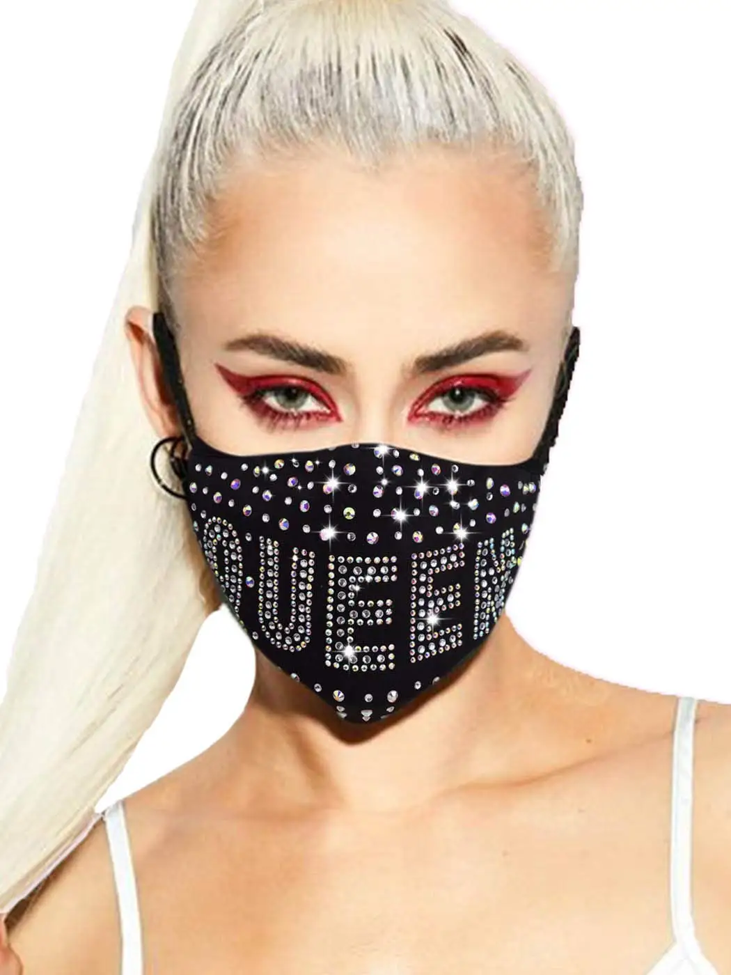 

2022 Sexy Crystal Face Mask Rhinestones Fashion Costume Jewelry For Women Glitter Mouth Mask For Masquerade Party Nightclub