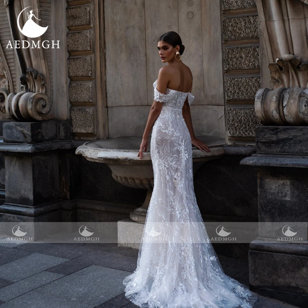 Aedmgh Русалка Сексуальные свадебные платья Милая с открытыми плечами Vestido De Novia