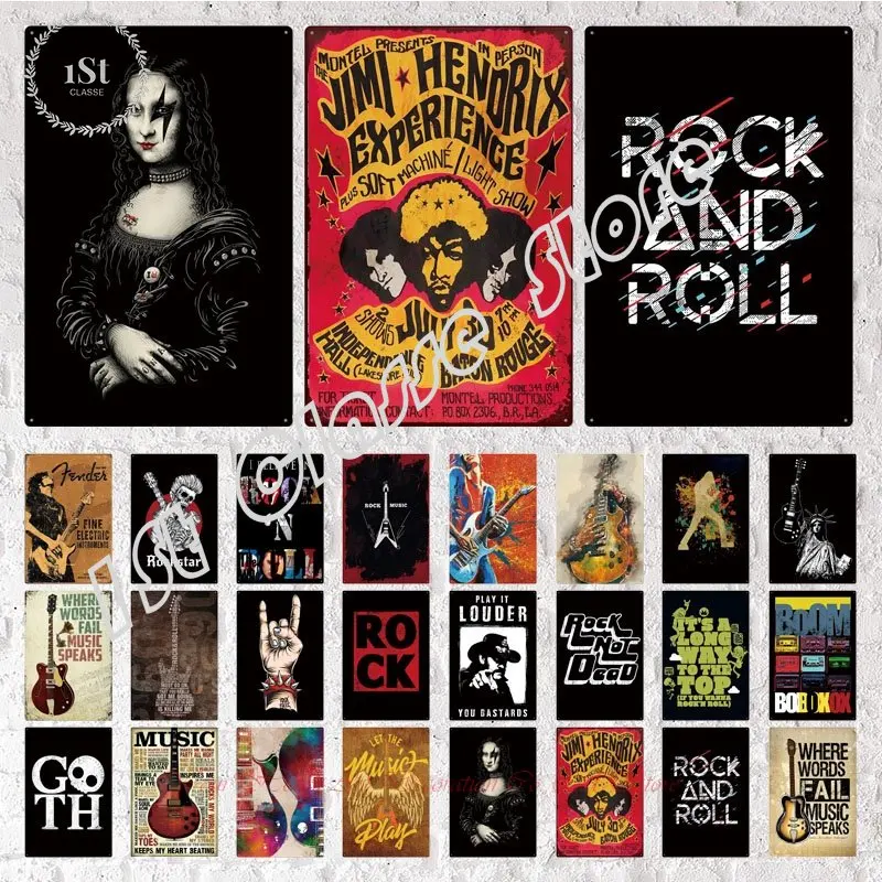 

Rock and Roll Tin Sign Rock Music Band Metal Poster Fans Star Wall Decor Music Club Tiki Bar Art Wall Decorative Iron Plate