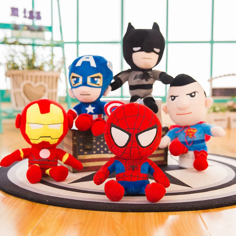 

26cm Marvel Hero Plush Spider-Man Doll Superman Captain America Iron Man Avengers Batman Disney Anime Figure Model Kid Toys Gift