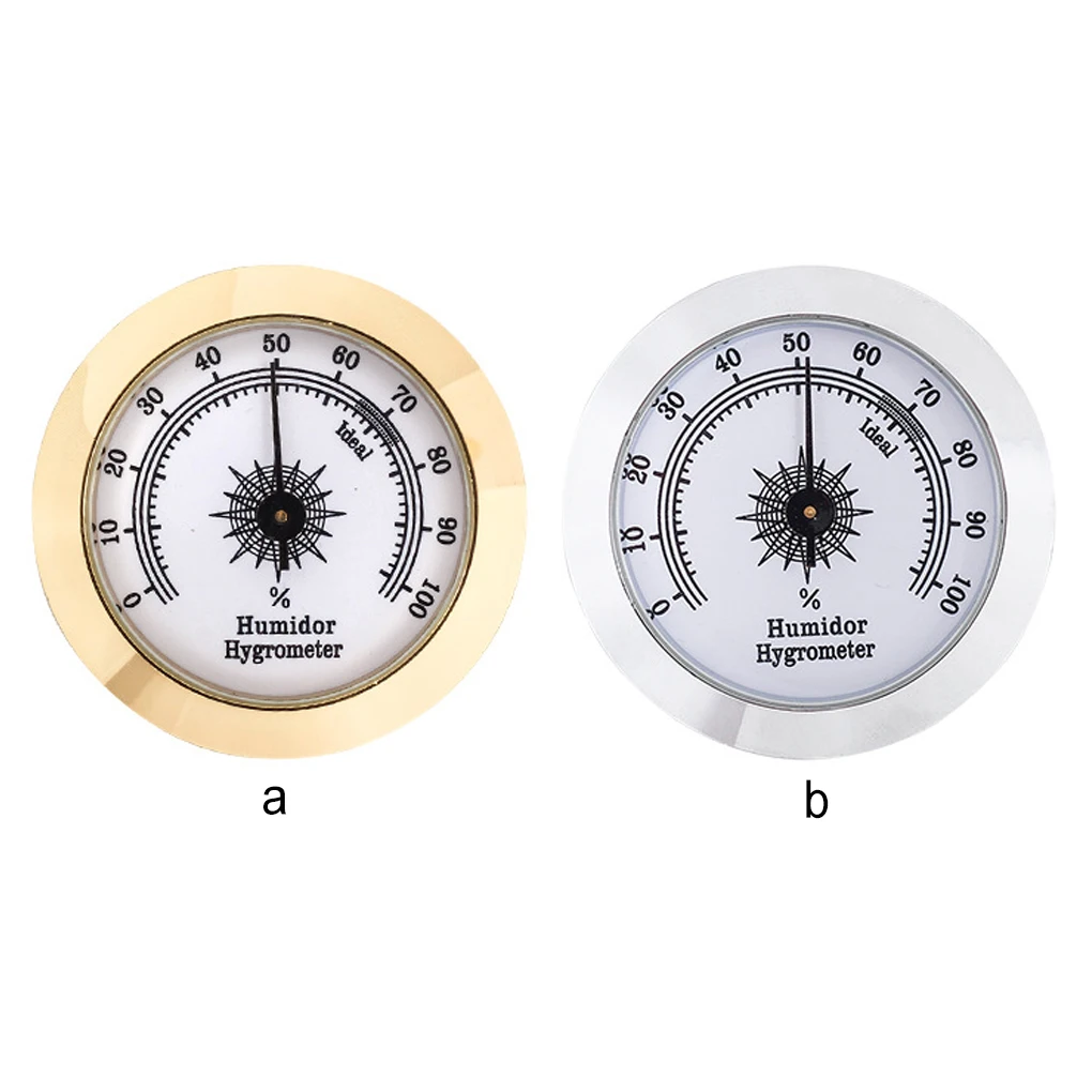 

Гигрометр из сплава, плотная установка, стабильная указка, измеритель влажности, не требуется батарея для хьюмидора, серебристого цвета