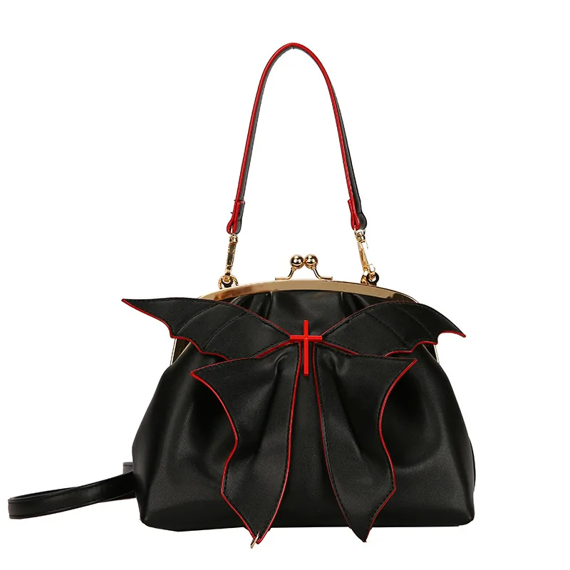 

Female Black Punk Gothic Handbag Purse Harajuku Bats Design Womens Shoulder Bags Handbags Crossbody Bags Girls Messenger Bag