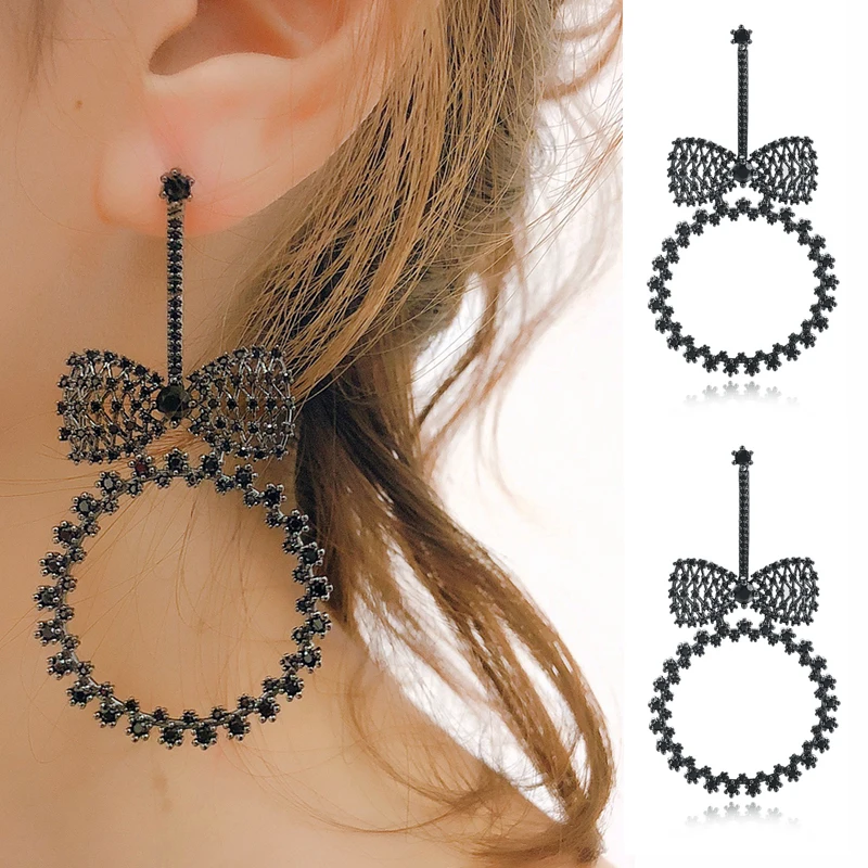 Серьги-капли для женщин милые крутые гиперболические серьги с бантом обруч