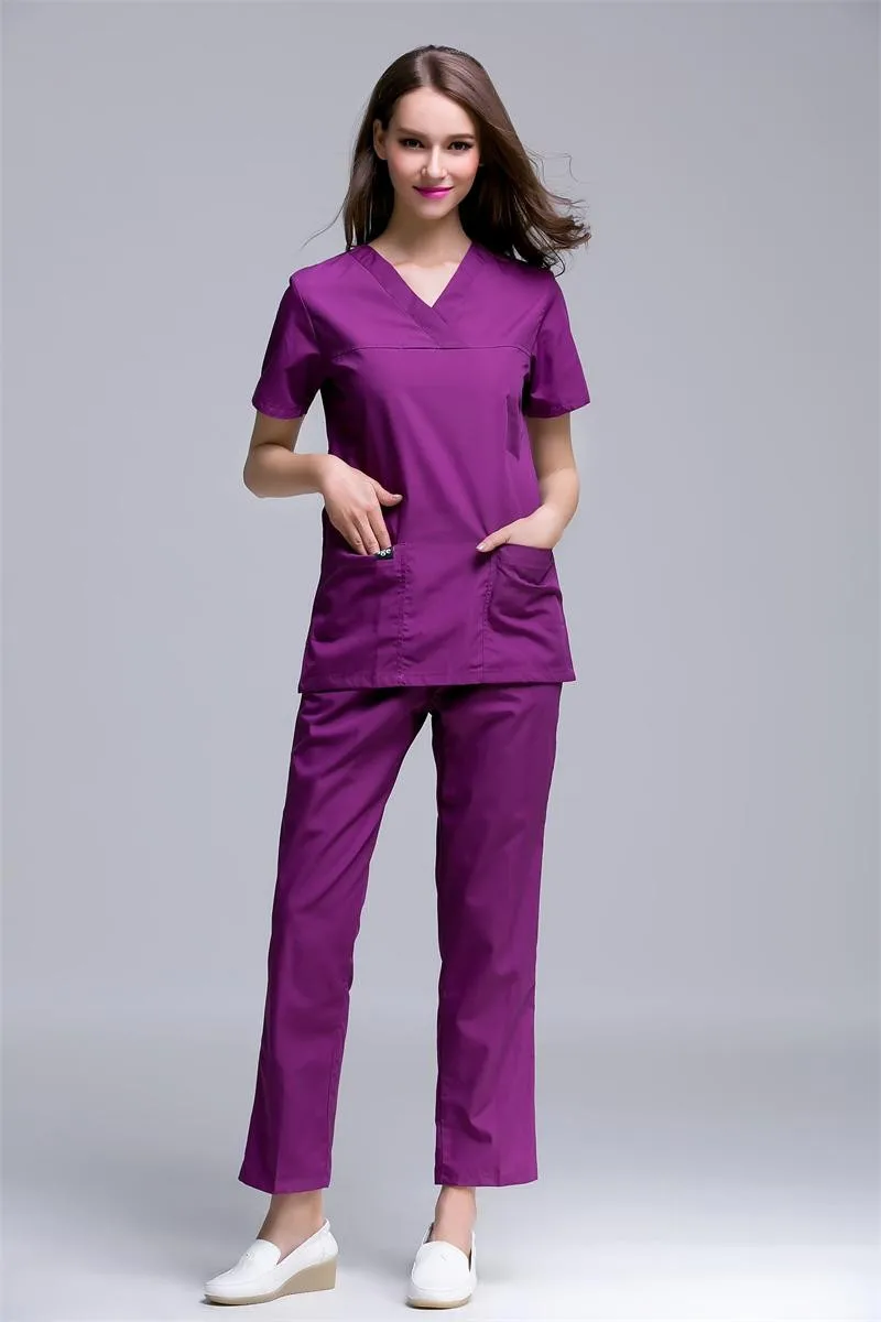 

Doctors Nurses Uniforms Tops Pant Medical Scrub Sets Hospital Dental Clinic Spa Salon Work Suits Dentistry Accessories Lab Coat