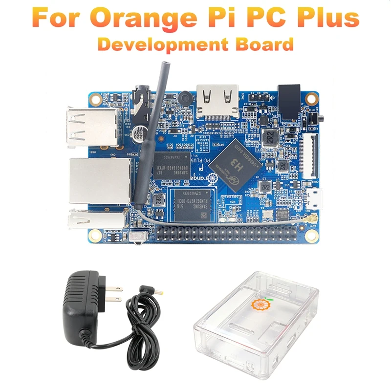 

For Orange Pi PC Plus Development Board+Power Adapter+Case H3 1GB DDR3 Open Source Run Android4.4 Ubuntu